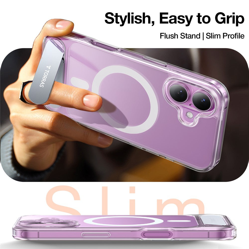 TORRAS For iPhone 16 Case Kickstand TPU+PC Phone Cover Compatible with MagSafe