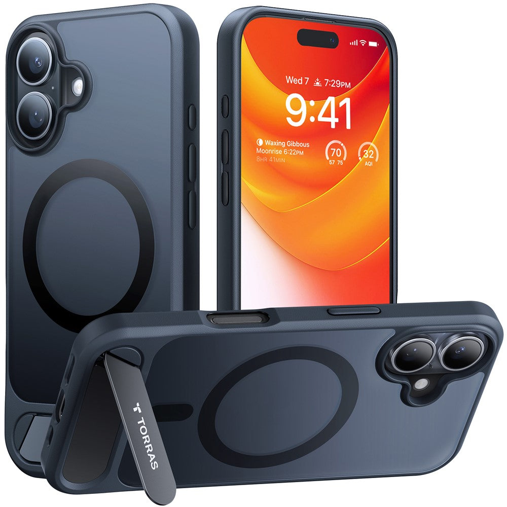 TORRAS For iPhone 16 Case Kickstand TPU+PC Phone Cover Compatible with MagSafe