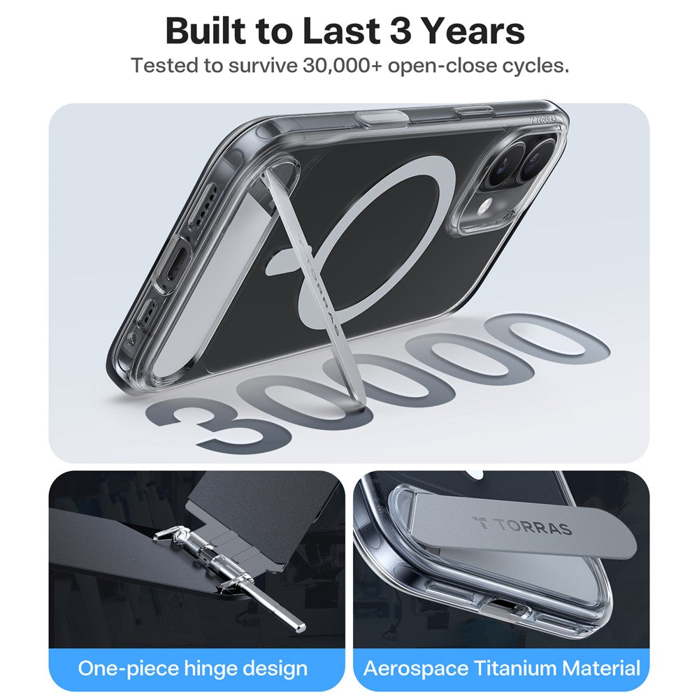 TORRAS For iPhone 17 Case Kickstand TPU + PC Phone Cover Compatible with MagSafe