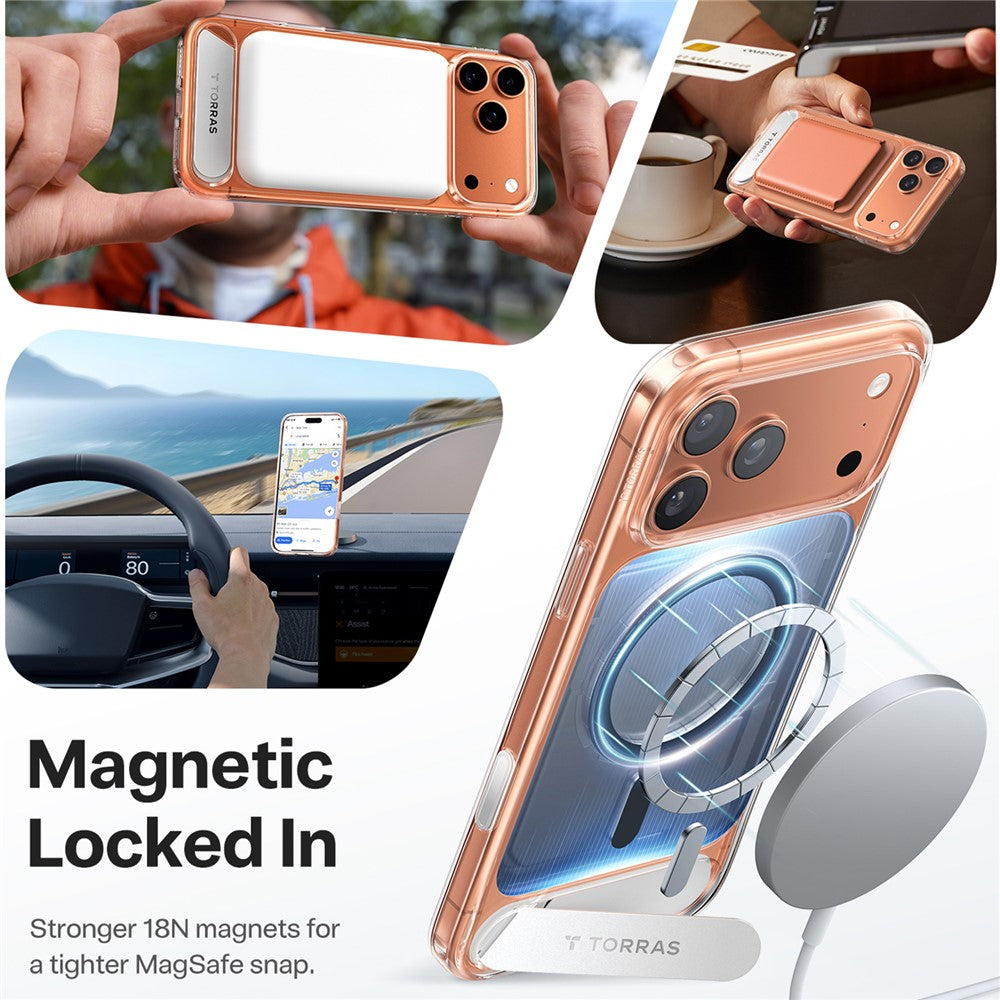 TORRAS For iPhone 17 Pro Max Case Kickstand TPU + PC Phone Cover Compatible with MagSafe