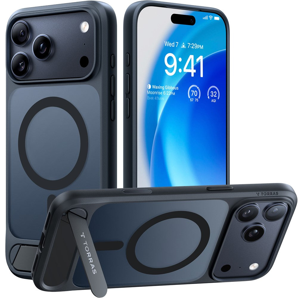 TORRAS For iPhone 17 Pro Max Case Kickstand TPU + PC Phone Cover Compatible with MagSafe