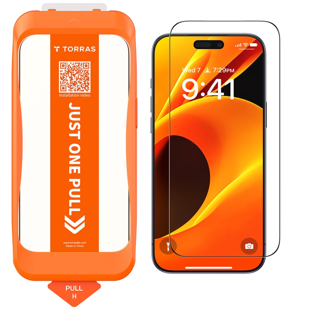 TORRAS Glassgo For iPhone 17 Pro Screen Protector Tempered Glass HD Film with Automatic Dust Removal Tool
