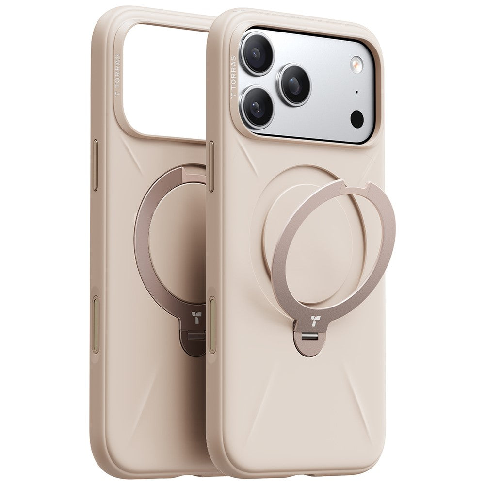 TORRAS Ostand Q Pro Series For iPhone 17 Pro Max Case Magnetic Ring Kickstand Liquid Silicone + PC Phone Cover