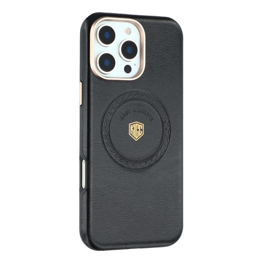 KIGC For iPhone 16 Pro Case Compatible with MagSafe PU Leather TPU Phone Back Cover
