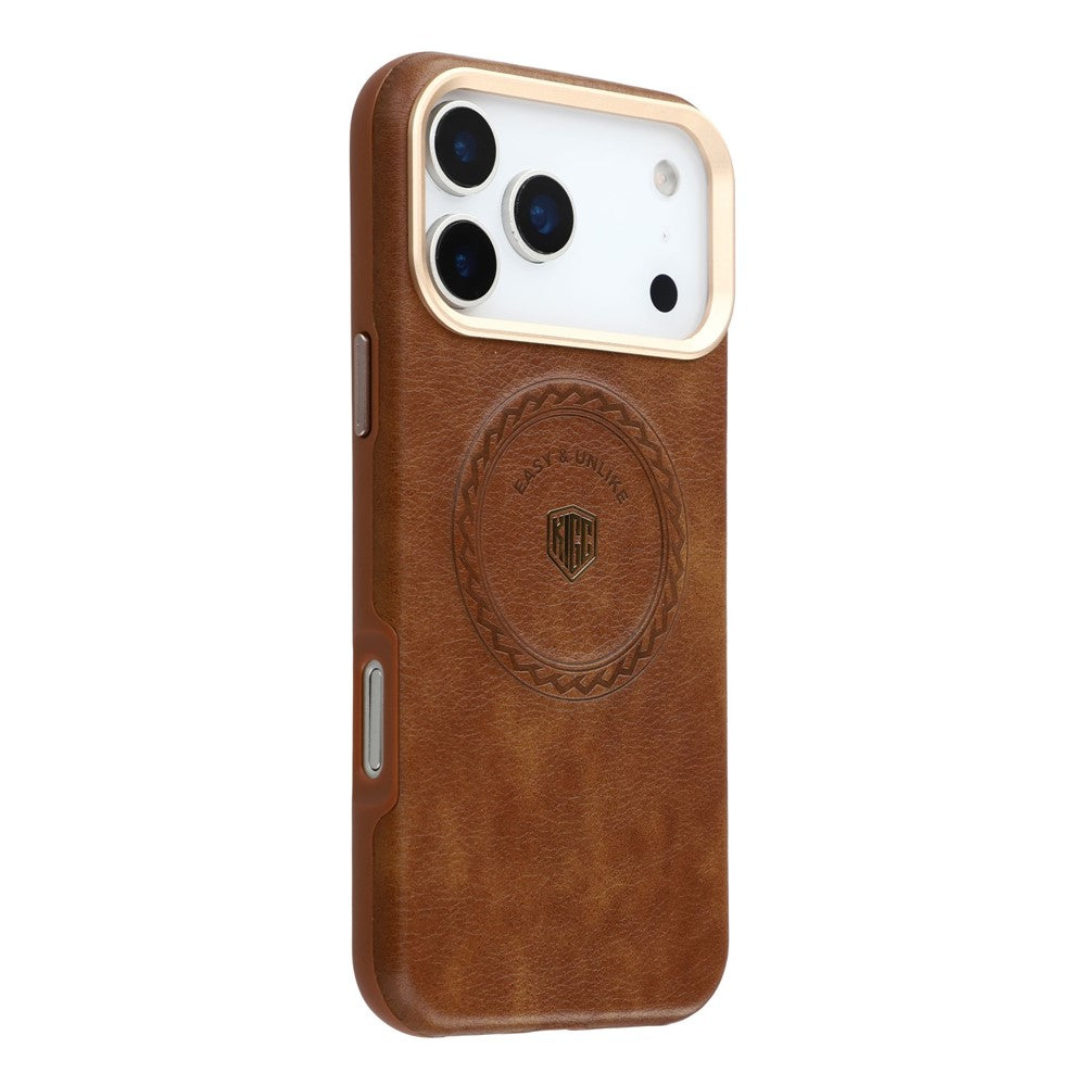 KIGC For iPhone 17 Pro Case Compatible with MagSafe PU Leather TPU Phone Back Cover