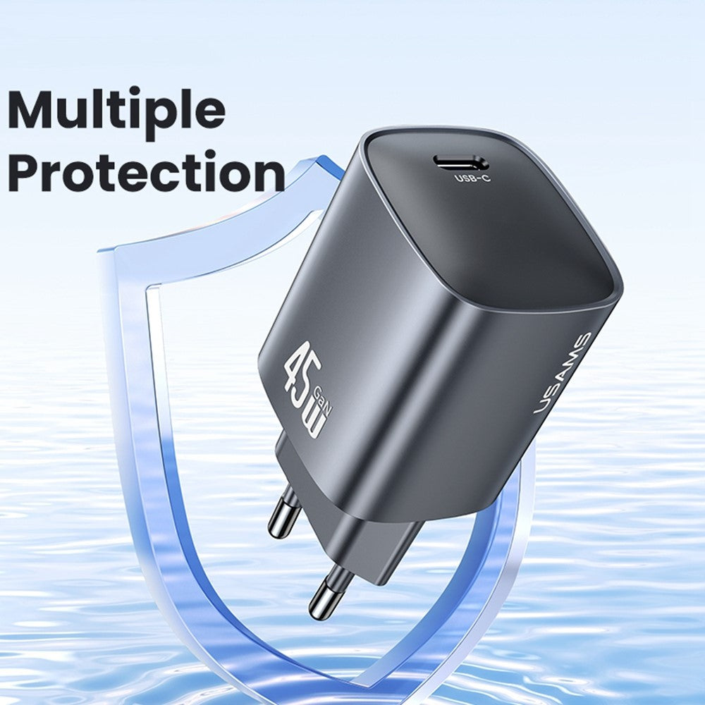 USAMS T66 45W GaN Fast Charger Portable Power Adapter for Phone / Tablet / Laptop, EU Plug