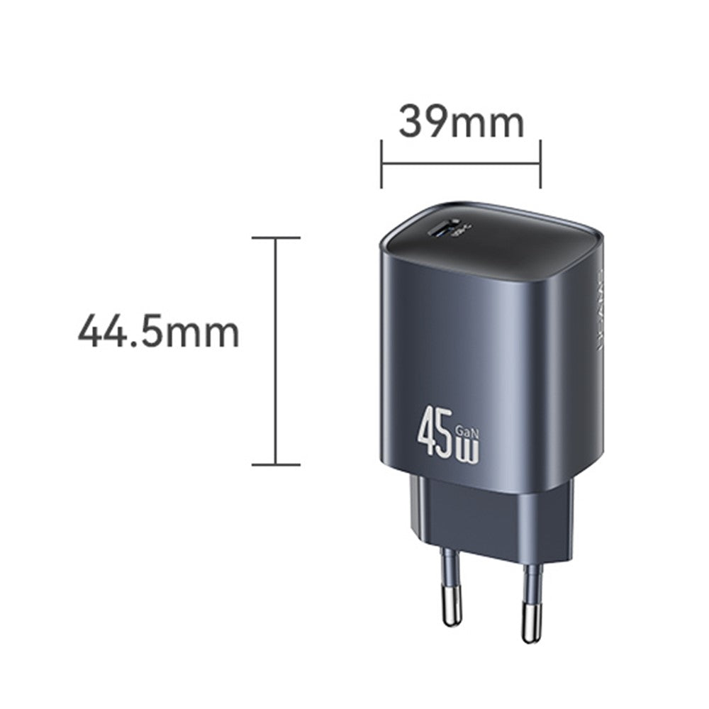 USAMS T66 45W GaN Fast Charger Portable Power Adapter for Phone / Tablet / Laptop, EU Plug