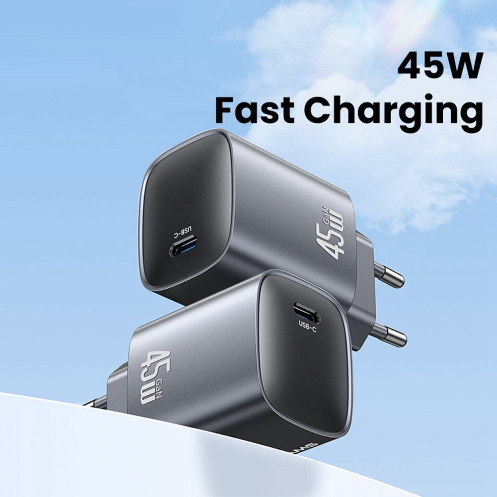 USAMS T66 45W GaN Fast Charger Portable Power Adapter for Phone / Tablet / Laptop, EU Plug