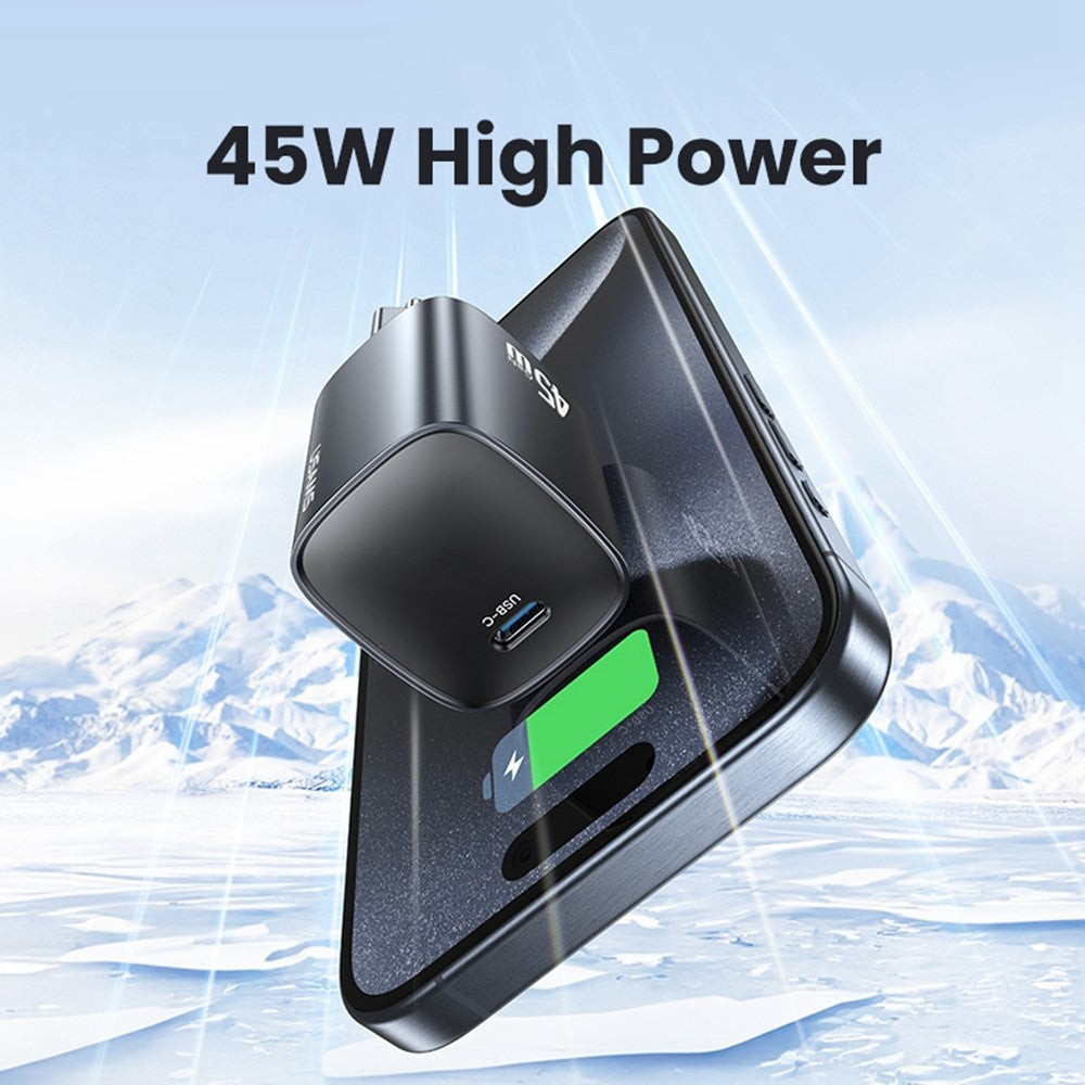 USAMS T66 45W GaN Fast Charger Portable Power Adapter for Phone / Tablet / Laptop, EU Plug