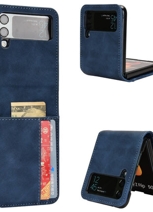 Skin-touch Phone Case for Samsung Galaxy Z Flip4 5G, Separable Design Wallet Card Holder Leather Coated PC Cover