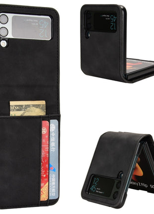 Skin-touch Phone Case for Samsung Galaxy Z Flip4 5G, Separable Design Wallet Card Holder Leather Coated PC Cover