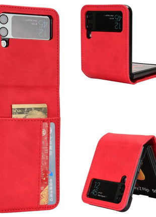Skin-touch Phone Case for Samsung Galaxy Z Flip4 5G, Separable Design Wallet Card Holder Leather Coated PC Cover