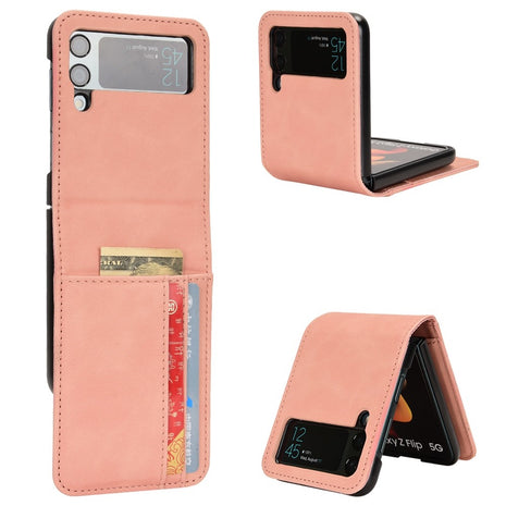 Skin-touch Phone Case for Samsung Galaxy Z Flip4 5G, Separable Design Wallet Card Holder Leather Coated PC Cover