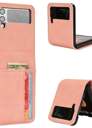 Skin-touch Phone Case for Samsung Galaxy Z Flip4 5G, Separable Design Wallet Card Holder Leather Coated PC Cover
