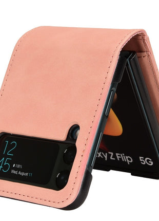 Skin-touch Phone Case for Samsung Galaxy Z Flip4 5G, Separable Design Wallet Card Holder Leather Coated PC Cover