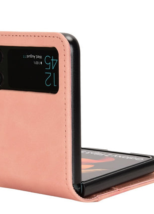 Skin-touch Phone Case for Samsung Galaxy Z Flip4 5G, Separable Design Wallet Card Holder Leather Coated PC Cover