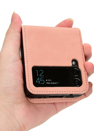Skin-touch Phone Case for Samsung Galaxy Z Flip4 5G, Separable Design Wallet Card Holder Leather Coated PC Cover