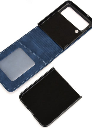 Skin-touch Phone Case for Samsung Galaxy Z Flip4 5G, Separable Design Wallet Card Holder Leather Coated PC Cover