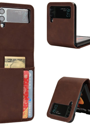 Skin-touch Phone Case for Samsung Galaxy Z Flip4 5G, Separable Design Wallet Card Holder Leather Coated PC Cover