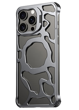 Auspicious Cloud Series For iPhone 15 Pro Magnetic Case Kickstand Aluminum Alloy Phone Cover Heat Dissipation