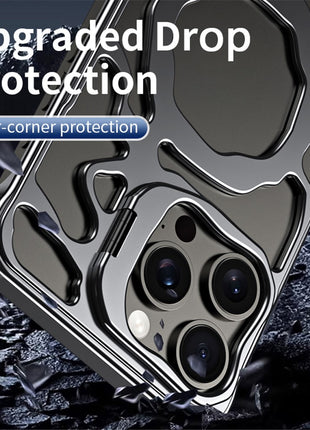 Auspicious Cloud Series For iPhone 15 Pro Magnetic Case Kickstand Aluminum Alloy Phone Cover Heat Dissipation