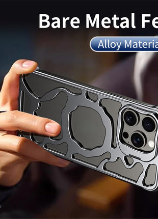 Auspicious Cloud Series For iPhone 15 Pro Magnetic Case Kickstand Aluminum Alloy Phone Cover Heat Dissipation