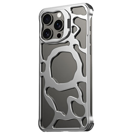 Auspicious Cloud Series For iPhone 14 Pro Magnetic Case Aluminum Alloy Hollow Phone Cover Lens Kickstand