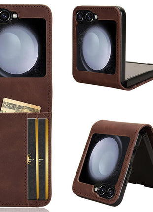 For Samsung Galaxy Z Flip7 FE 5G / Z Flip6 5G PU Leather+PC Phone Case Separable Design Card Slot Skin-Touch Cover