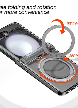 For Samsung Galaxy Z Flip7 FE 5G / Z Flip6 5G Case Magnetic Ring Holder PC+TPU Phone Cover