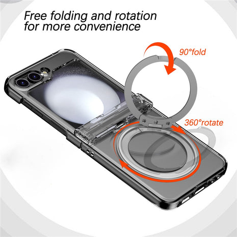 For Samsung Galaxy Z Flip7 FE 5G / Z Flip6 5G Case Magnetic Ring Holder PC+TPU Phone Cover