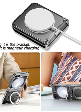 For Samsung Galaxy Z Flip7 FE 5G / Z Flip6 5G Case Magnetic Ring Holder PC+TPU Phone Cover