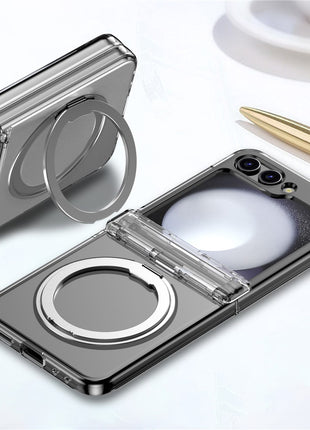 For Samsung Galaxy Z Flip7 FE 5G / Z Flip6 5G Case Magnetic Ring Holder PC+TPU Phone Cover