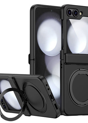 For Samsung Galaxy Z Flip7 FE 5G / Z Flip6 5G Case Magnetic Ring Holder PC+TPU Phone Cover