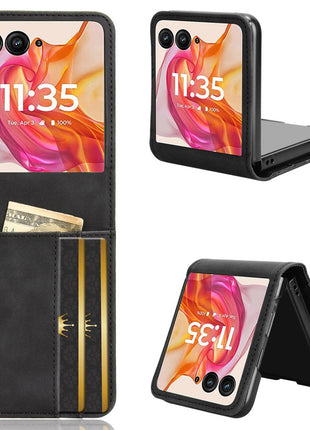 For Motorola Razr+ 2025 / Razr+ 2024 / Razr 60 Pro 5G / Razr 50 Ultra 5G Case Card Slot Leather+PC Phone Cover Separable Design