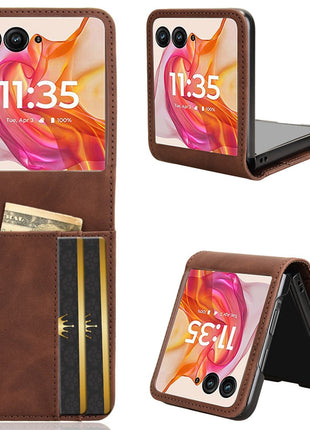 For Motorola Razr+ 2025 / Razr+ 2024 / Razr 60 Pro 5G / Razr 50 Ultra 5G Case Card Slot Leather+PC Phone Cover Separable Design