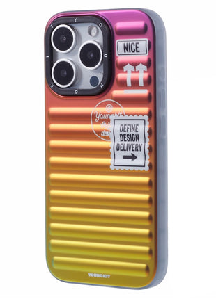 YOUNGKIT For iPhone 16 Pro Case Suitcase Style TPU + Aluminium Alloy Laser Gradient Phone Cover
