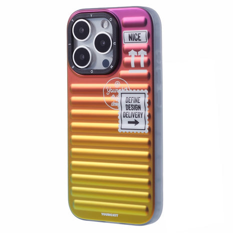 YOUNGKIT For iPhone 16 Pro Case Suitcase Style TPU + Aluminium Alloy Laser Gradient Phone Cover