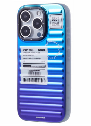 YOUNGKIT For iPhone 16 Pro Case Suitcase Style TPU + Aluminium Alloy Laser Gradient Phone Cover
