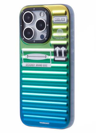 YOUNGKIT For iPhone 16 Pro Case Suitcase Style TPU + Aluminium Alloy Laser Gradient Phone Cover