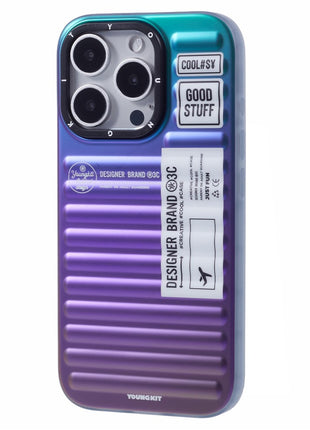 YOUNGKIT For iPhone 16 Pro Max Case Suitcase Style TPU + Aluminium Alloy Laser Gradient Phone Cover