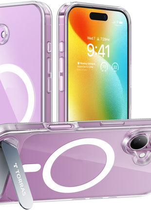 TORRAS For iPhone 16 Case Kickstand TPU+PC Phone Cover Compatible with MagSafe