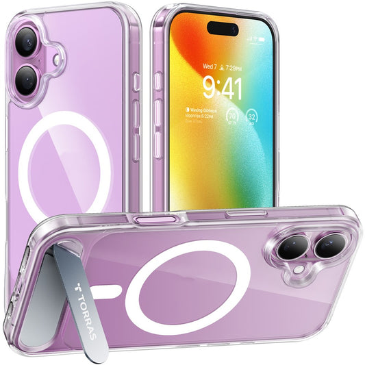 TORRAS For iPhone 16 Case Kickstand TPU+PC Phone Cover Compatible with MagSafe