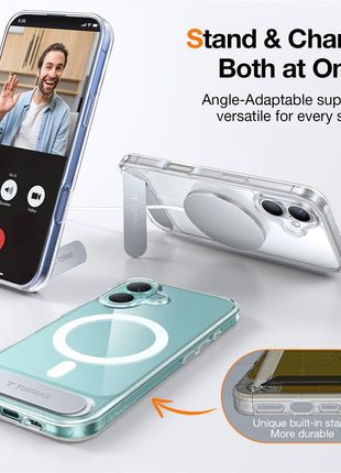 TORRAS For iPhone 16 Case Kickstand TPU+PC Phone Cover Compatible with MagSafe