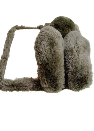 For Google Pixel 9 Pro Fold 5G Case Bunny Ears Winter Plush Hard PC Phone Cover