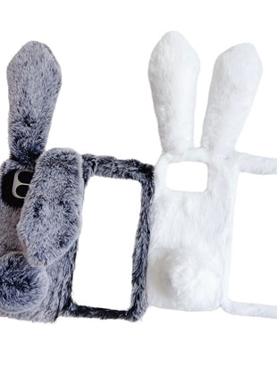 For Google Pixel 9 Pro Fold 5G Case Bunny Ears Winter Plush Hard PC Phone Cover
