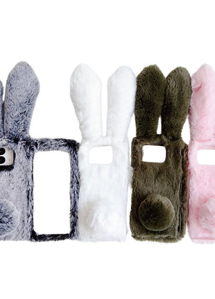 For Google Pixel 9 Pro Fold 5G Case Bunny Ears Winter Plush Hard PC Phone Cover