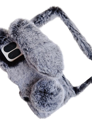 For Google Pixel 9 Pro Fold 5G Case Bunny Ears Winter Plush Hard PC Phone Cover