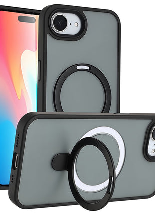 For iPhone 16e Case Compatible with MagSafe TPU + Acrylic Matte Phone Back Cover with Kickstand