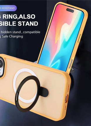 For iPhone 16e Case Compatible with MagSafe TPU + Acrylic Matte Phone Back Cover with Kickstand