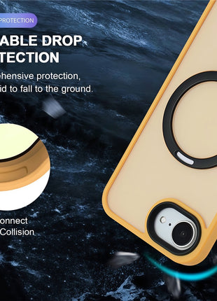 For iPhone 16e Case Compatible with MagSafe TPU + Acrylic Matte Phone Back Cover with Kickstand